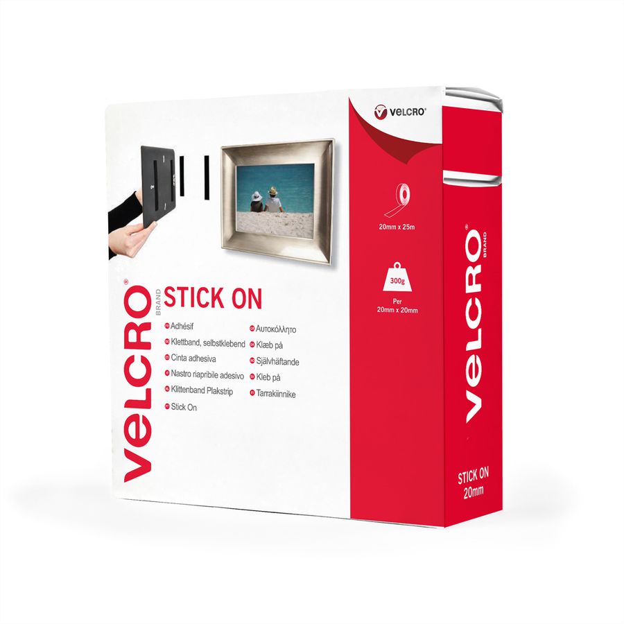 VELCRO® Bande 20mmx25m noir, crochets & velours autocollants