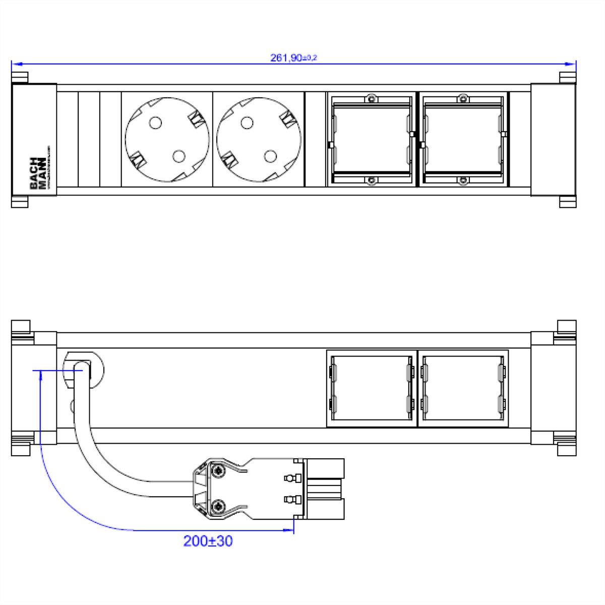 BACHMANN POWER FRAME Medium 2x contact de protection 2x ABD