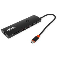 ROLINE USB 3.2 Gen2 Typ C Multiport Dockingstation, HDMI 4K60, USB 3.2 Gen2, USB-C PD, LAN, SD-Card Reader