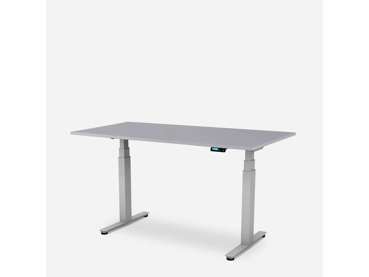 WRK21 Schreibtisch Work 180 x 80 cm, Höhenverstellbar, Grau Uni / Grau