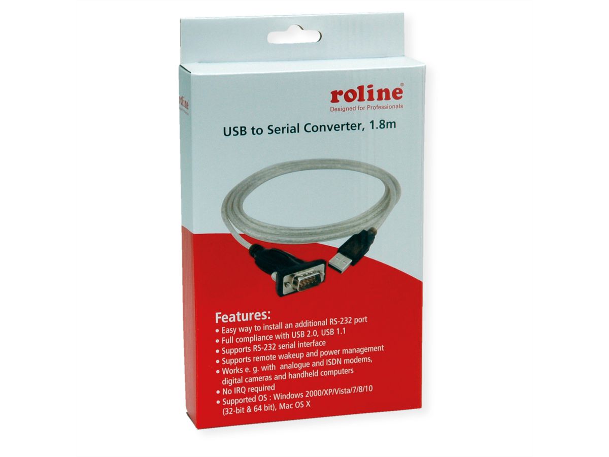 ROLINE Konverter-Kabel USB-seriell, 1,8 m