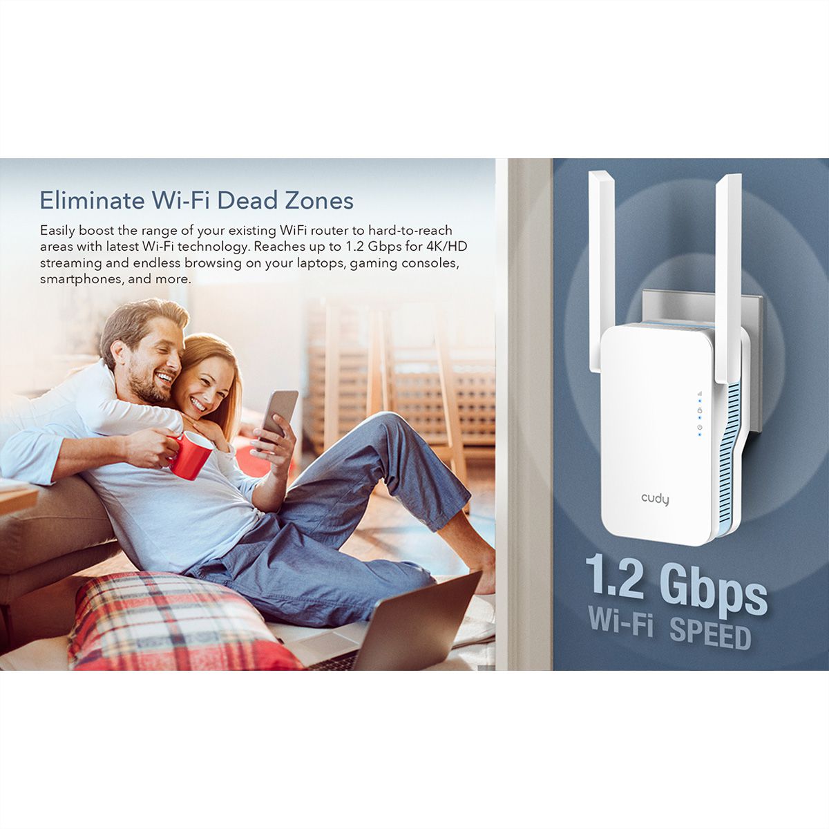 CUDY RE1200 AC1200 Repeater WiFi Mesh