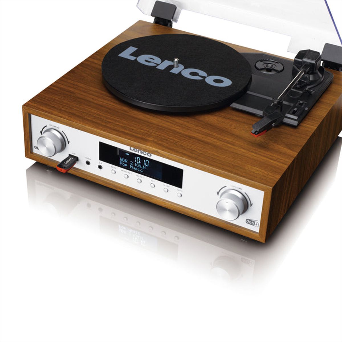 Lenco Chaîne Hi-Fi MC-160WD couleur bois, TT, DAB, radio FM, BT