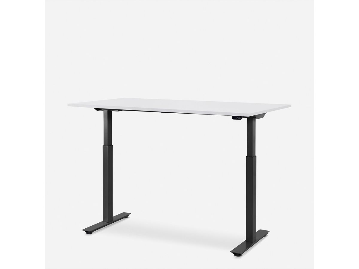 WRK21 Bureau Smart 100 x 60 cm, Hauteur réglable, Blanc uni / Noir
