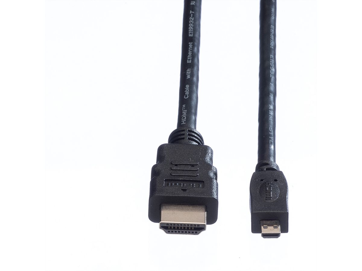 VALUE Câble HDMI High Speed avec Ethernet, HDMI A M - Micro HDMI D M, 2 m