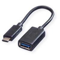 VALUE Câble USB 3.2 Gen 1, Type C - A, M/F, OTG, noir, 0,15 m