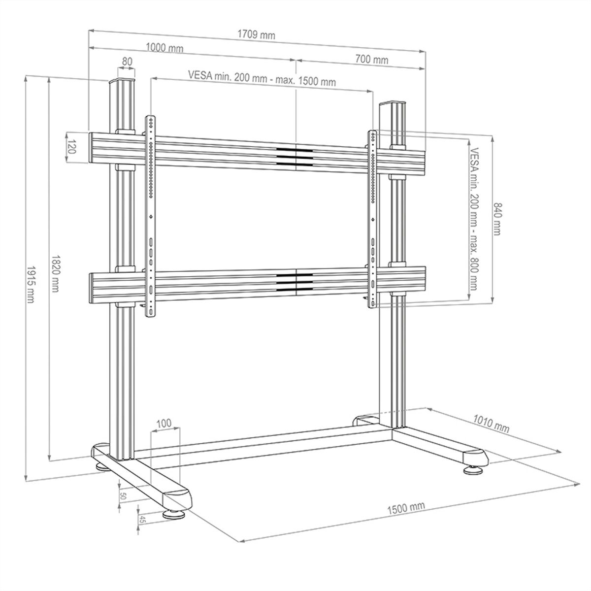 Hagor mobiles Standsystem CPS Floorstand Single 86-110"