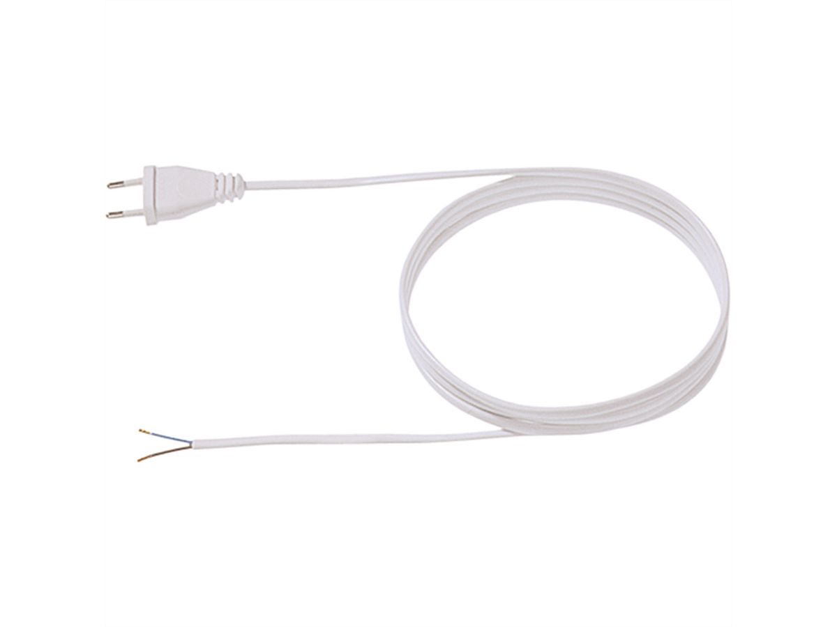 BACHMANN Zuleitung 2x0,75 2m weiss, H03VVH2-F Eurostecker unverpackt