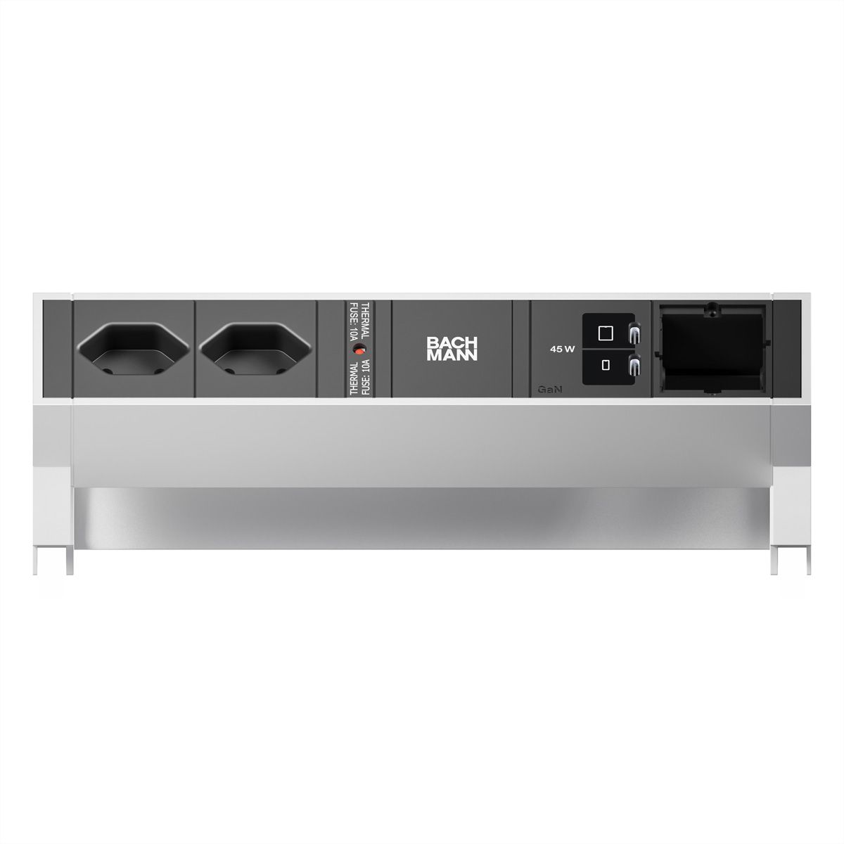 BACHMANN DESK2 2xCH 90° 1xUSB C/C 45W, 1xCM L=0,2m INOX