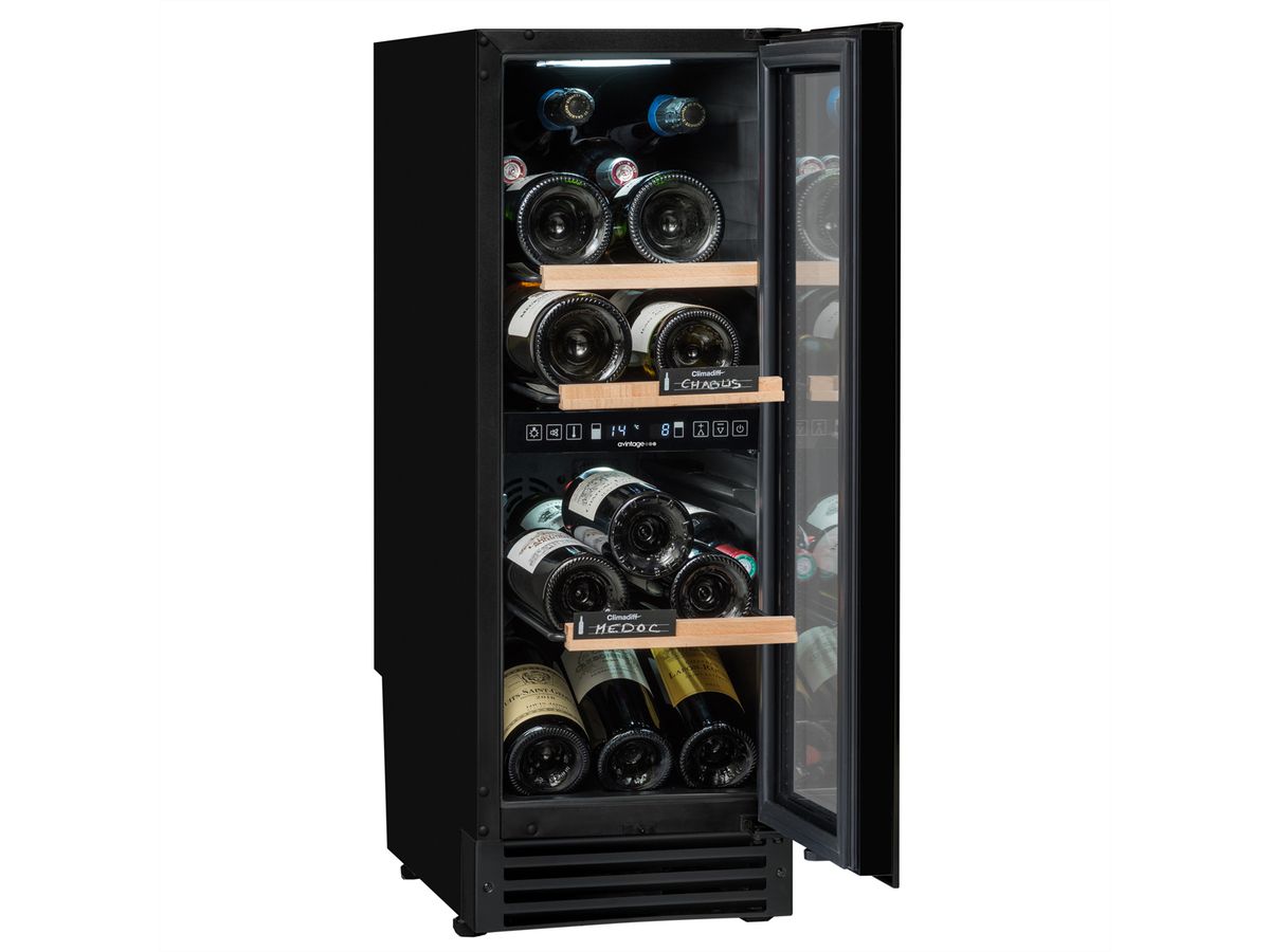 Avintage Weinkühlschrank AVU27TDZB1, Einbau, 2 Zonen, 25 Flaschen, schwarz