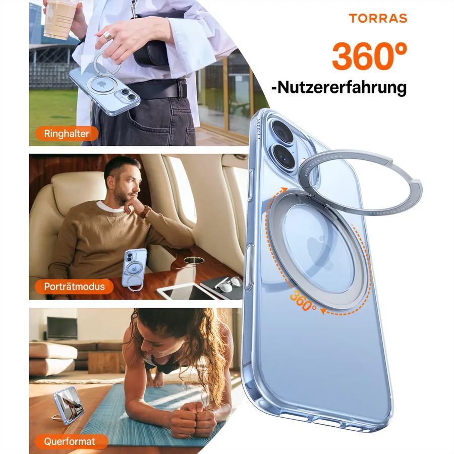 Torras Upro Ostand Case, iPhone 17, MagSafe, transparent