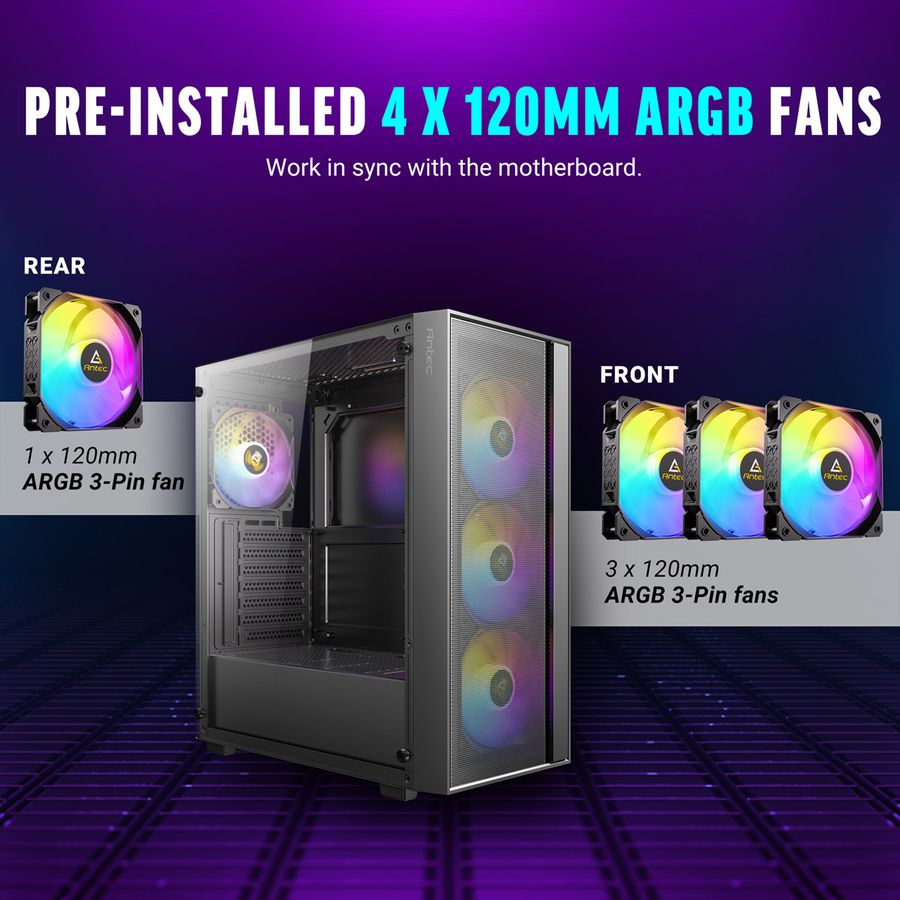 ANTEC AX65 ARGB Boîtier PC Midi Tower Gaming ATX, noir