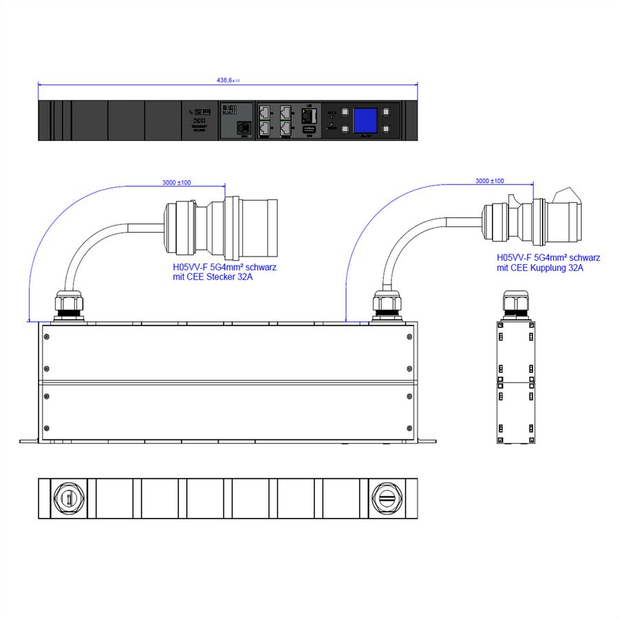 BACHMANN BN3000 RCM XXL PROFIL 3x32A, Messung p.Ph.3mH05VV-F 5G4 CEE3x32A Lan