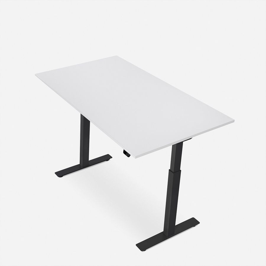 WRK21 Bureau Smart 160 x 80 cm, Hauteur réglable, Blanc uni / Noir