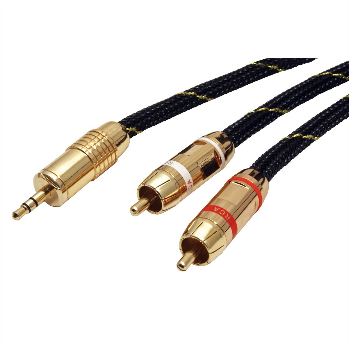 ROLINE GOLD Audio-Verbindungskabel, 3,5mm Stereo - 2x Cinch, ST/ST, 10 m