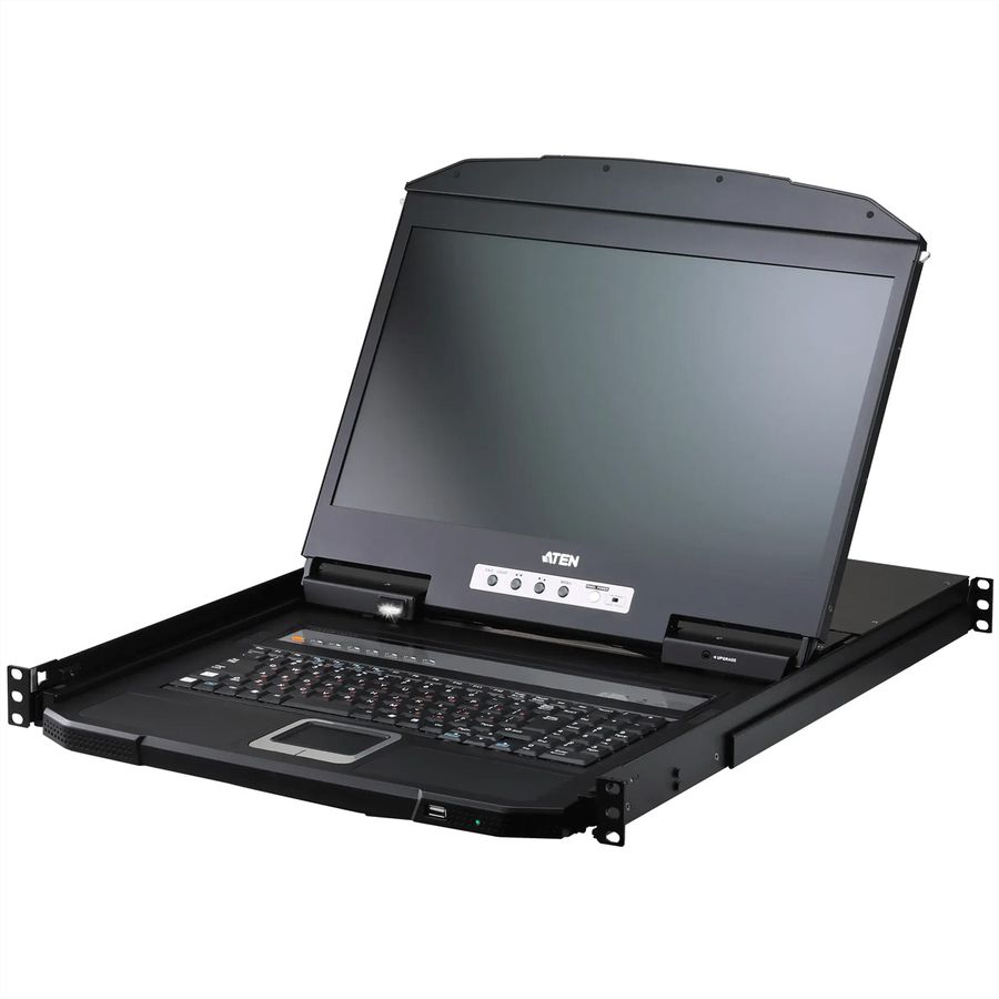 ATEN CL3708NW SP 8-Port-USB-HDMI-Einzelschienen-Breitbild-LCD-KVM-Konsole, ES-Layout