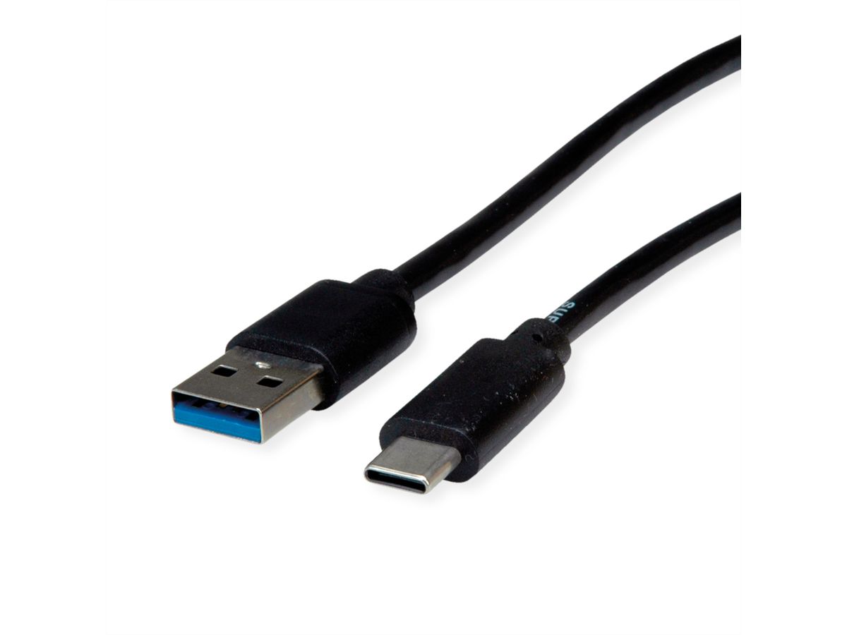 ROLINE RM USB 3.2 Gen 1 Kabel, USB A-C, ST/ST, schwarz, 1 m