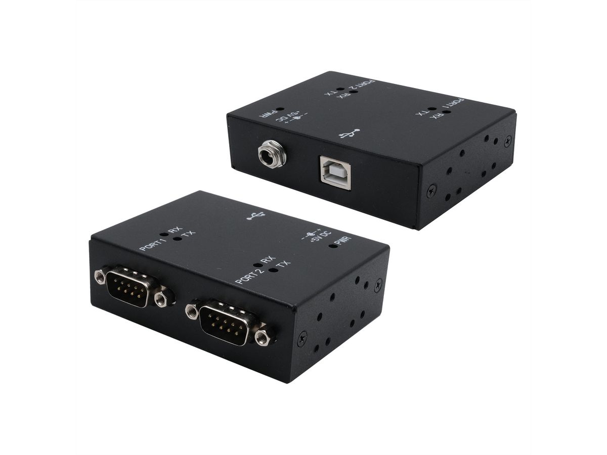EXSYS EX-13072HM USB 2.0 zu 2 x Seriell RS-232 Ports Metallgehäuse FTDI Chip-Set