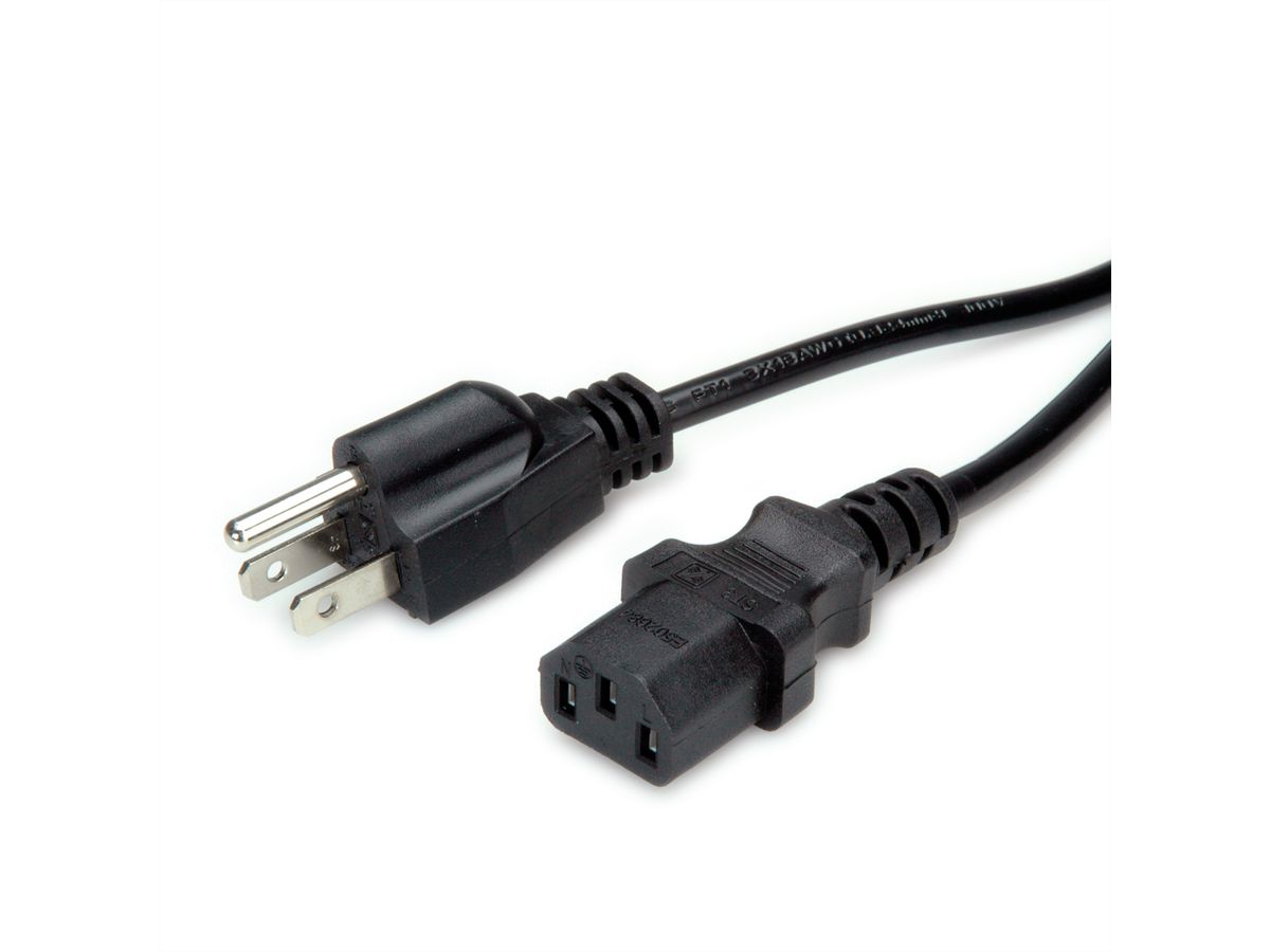 Câble d'alimentation NEMA-5 - C13 pour les USA, noir, 1,8 m