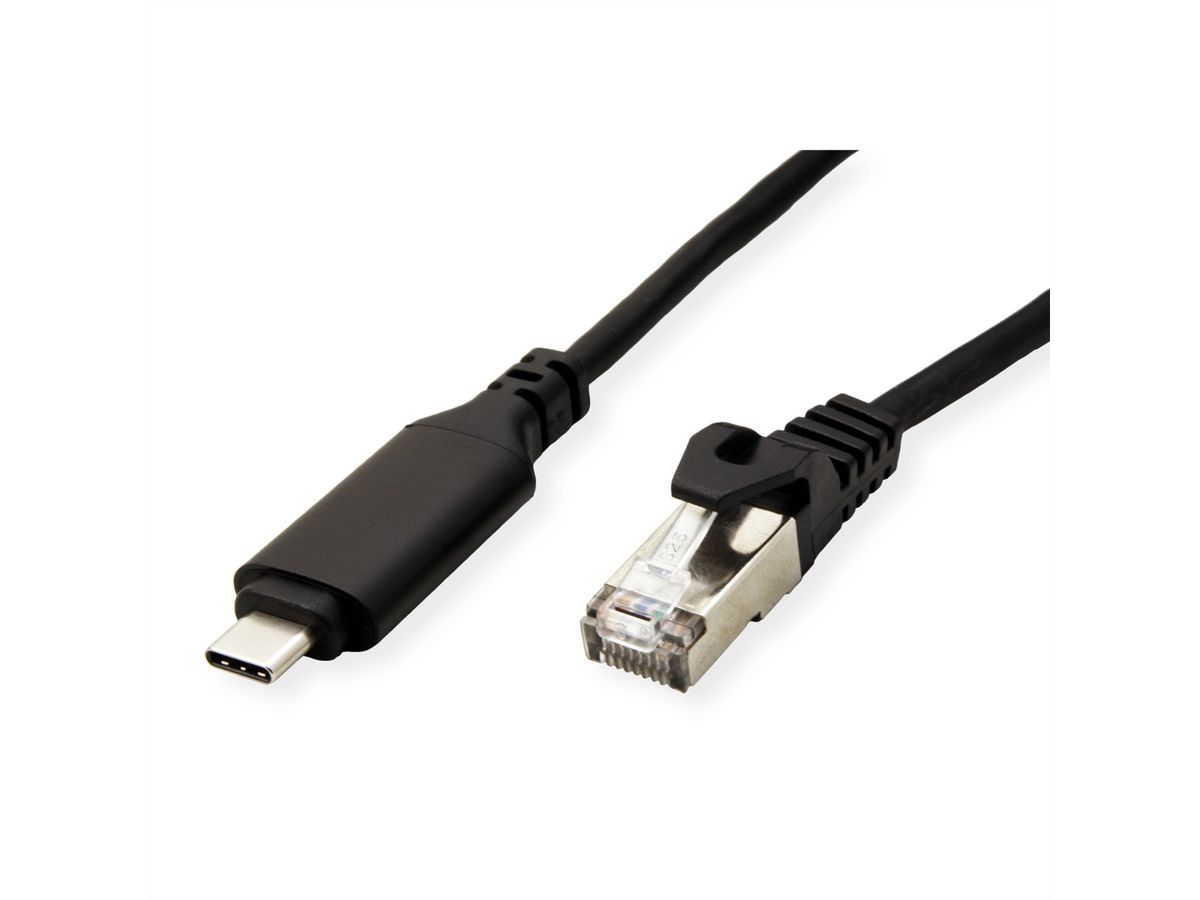 ROLINE USB 3.2 Gen 2 Typ C zu Gigabit Ethernet Konverterkabel, schwarz, 3 m