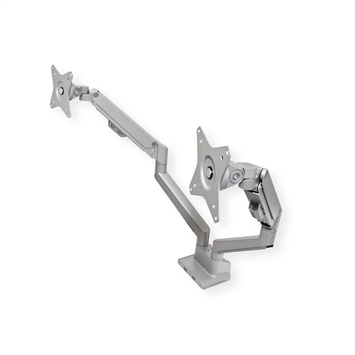 ROLINE Support double LCD, vérin à gaz, 5 articulations, fixation sur bureau, 17-23", jusqu'à 2x 9 kg, argent