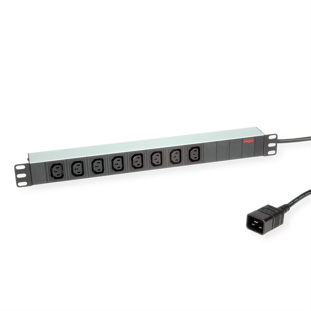 ROLINE 19-Zoll-Steckdosenleiste 8fach C13 + C20-Stecker, silberfarben, 2 m