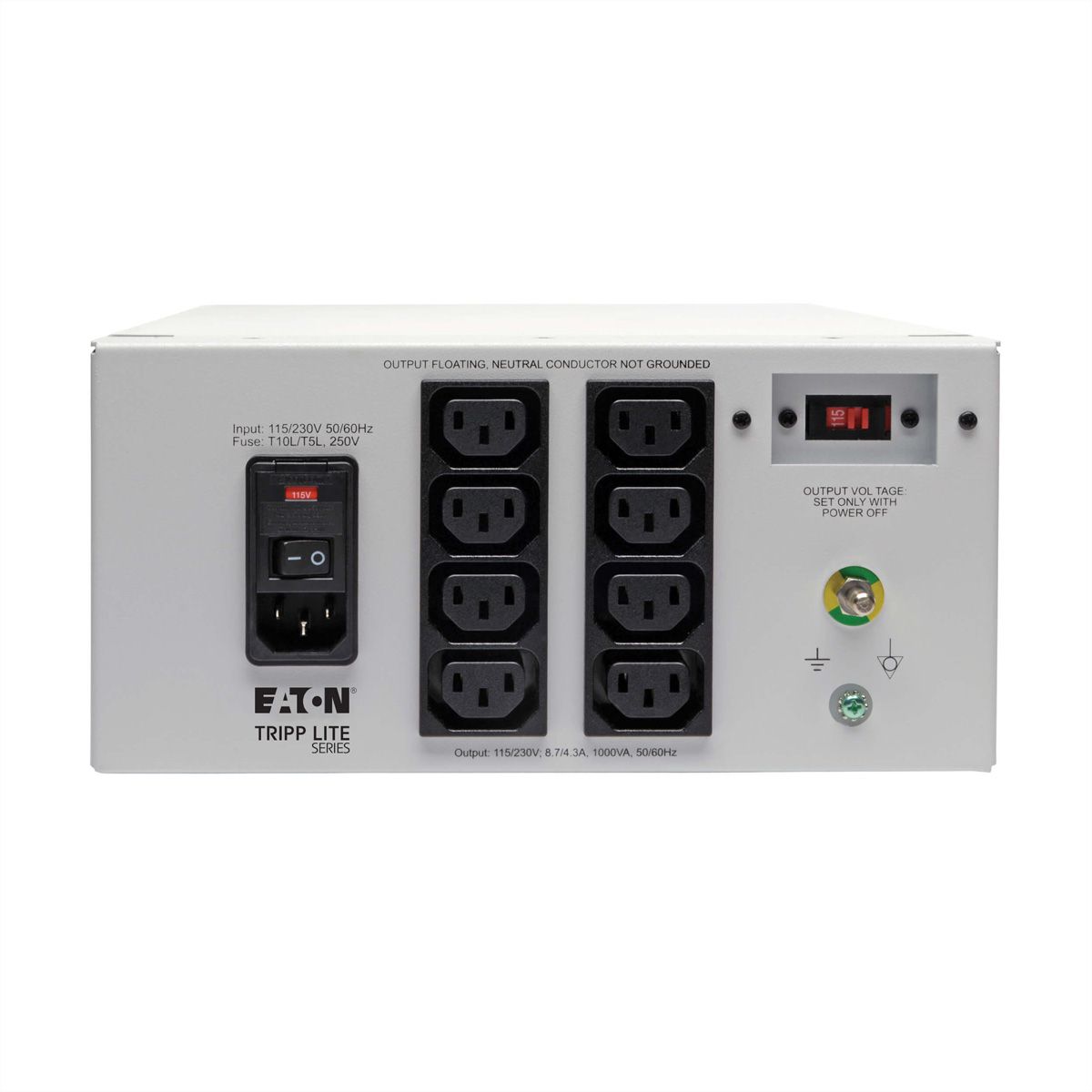 Eaton Isol. Trafo Dual-Volt. 115/230V 1000W 60601-1 Medical C14 In 8 C13 Out