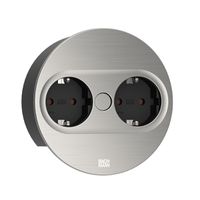 BACHMANN TWIST 2 2xCEE7/3 2,0m AEH aspect inox rond, mesure p.Ph.3mH05VV-F 5G2,5 CEE3x16A Lan