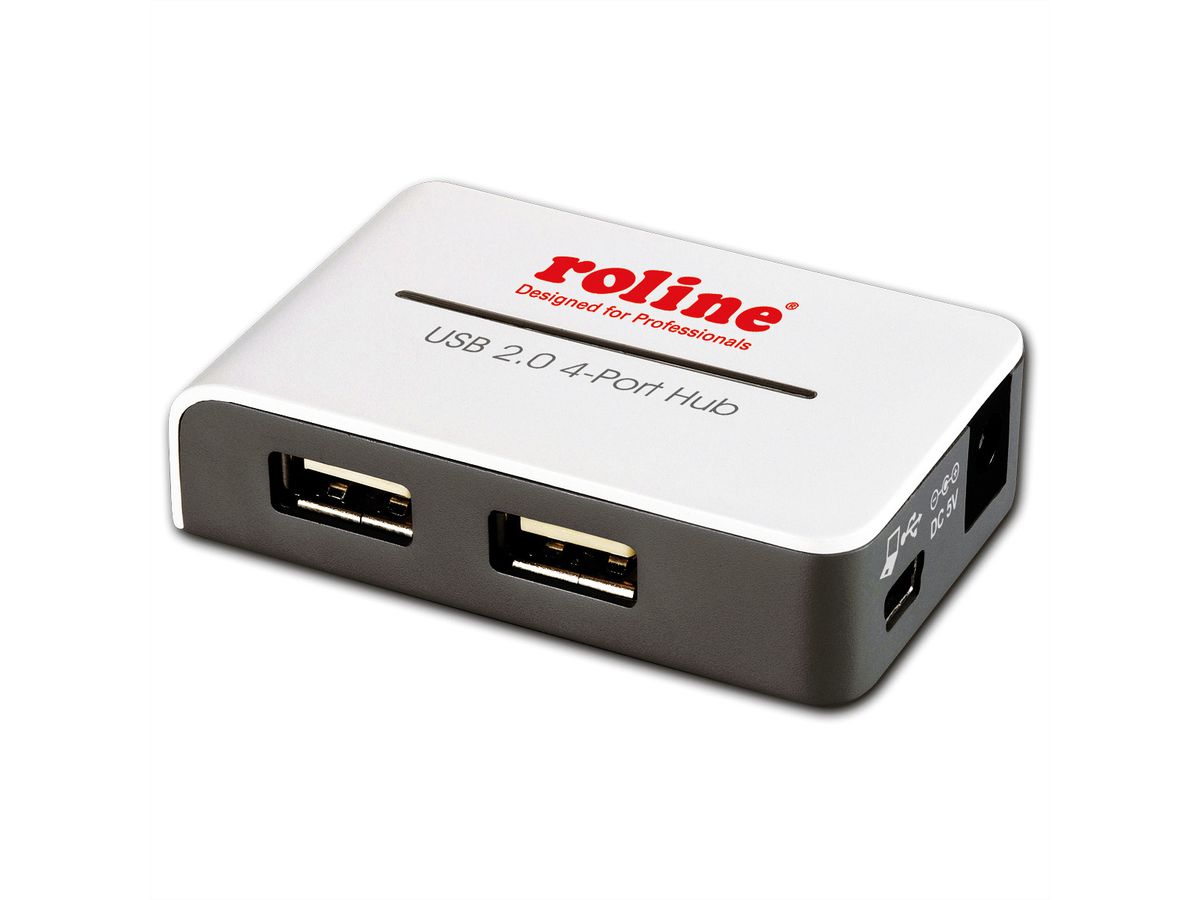 ROLINE USB 2.0 Hub "Black and White", 4 Ports, mit Netzteil