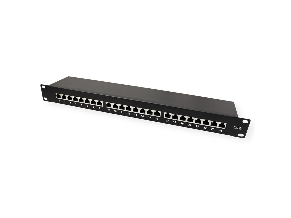 VALUE Kat.6A (Class EA) 19"-Patchpanel, 24 P, geschirmt, schwarz