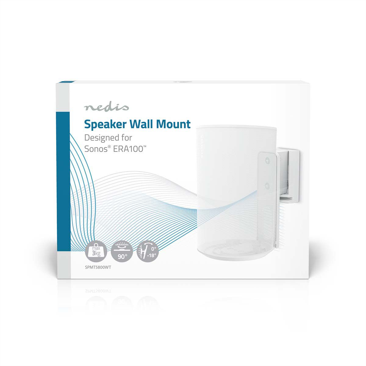 Nedis Lautsprecher-Wandhalterung für Sonos Era100 weiss, Wand, 3 kg, neig- und drehbar