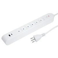 Steffen Bloc multiprises de bureau Alu Desk, 2x T13, 1x USB-A, 1x USB-C, 1.5m, blanc