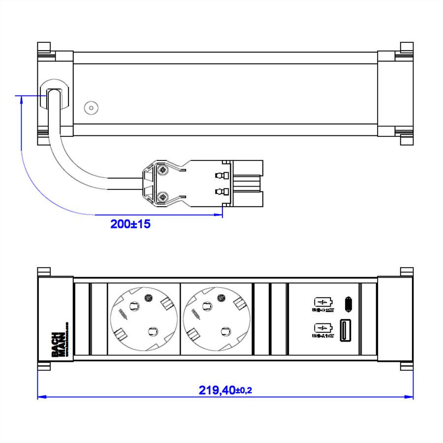 BACHMANN POWER FRAME 2xclé de protection. USB A&C