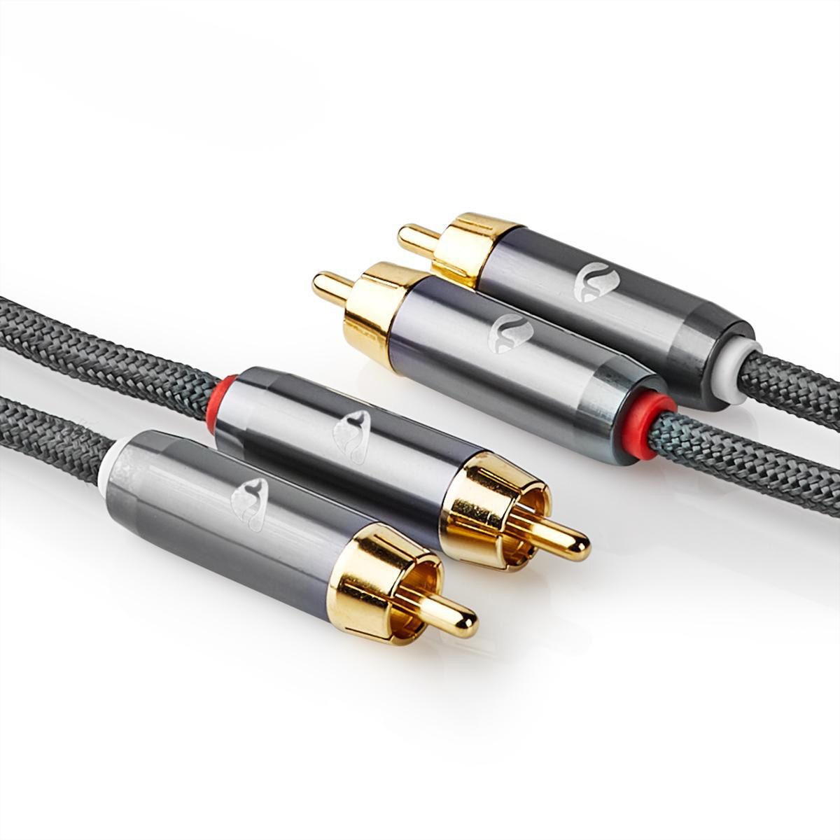 Nedis Stereo-Audiokabel, 2x Cinch, ST/ST, grau, 5 m