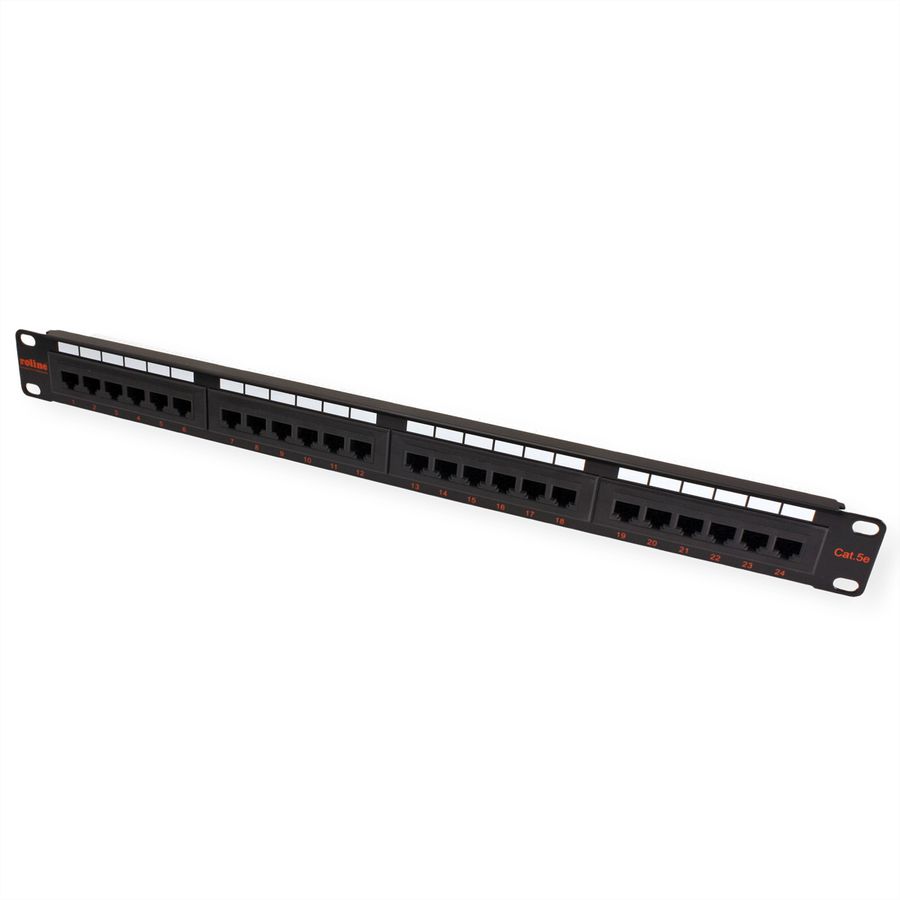 ROLINE Cat.5e (Class D) 19-Zoll-Patchpanel, 24 Ports, UTP, schwarz