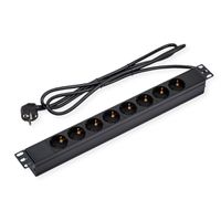 VALUE 19-Zoll-Steckdosenleiste 8fach, 1 HE, Schutzkontakt-Stecker, 1,8 m