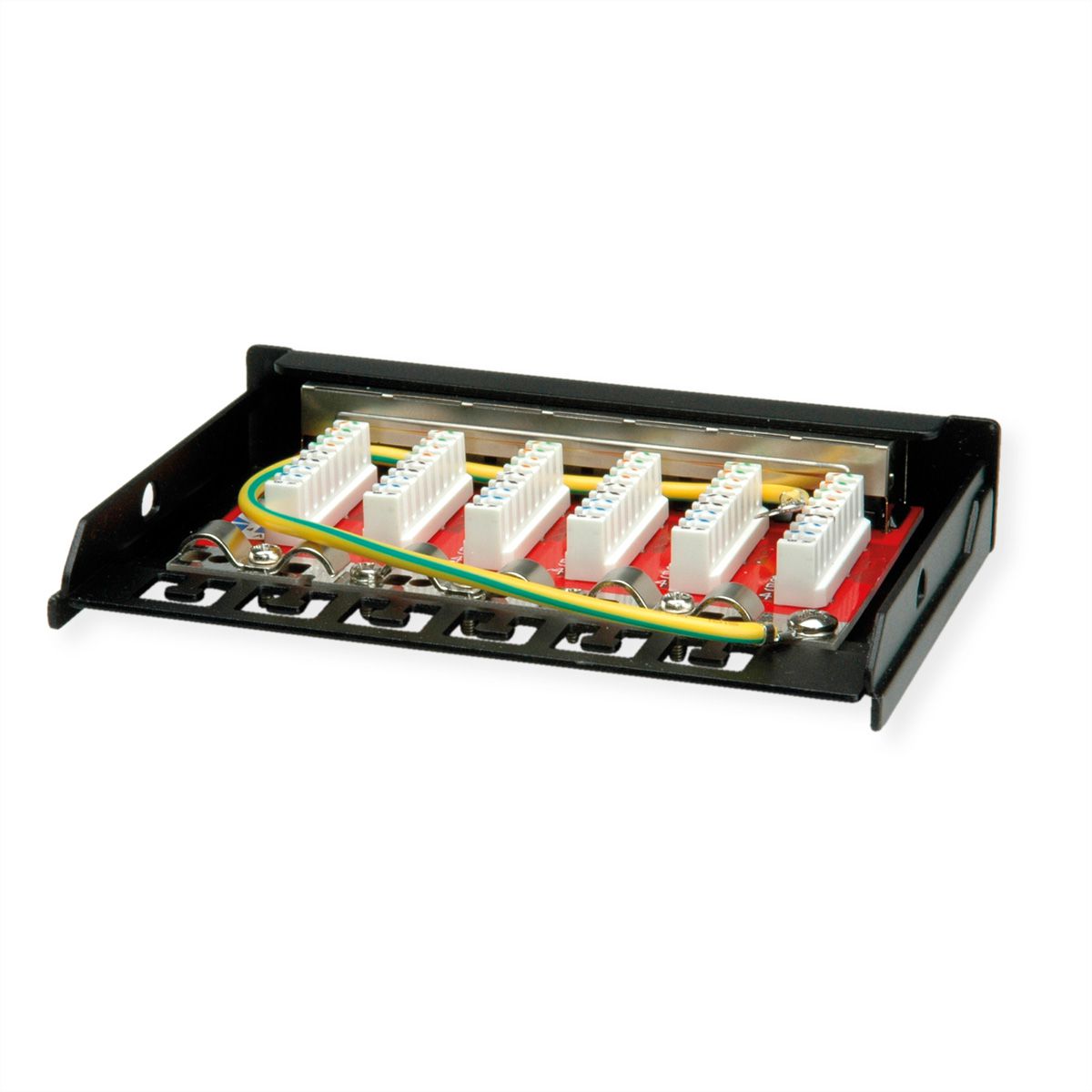 ROLINE Mini-Patchpanel, Cat.6A (Class EA), 6x RJ45, 0,5HE, geschirmt, schwarz