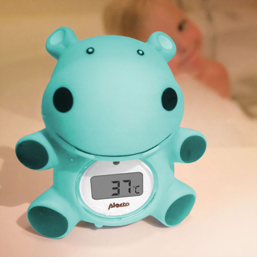 Alecto Baby Badethermometer und Raumthermometer BC-11 Hippo, Nilpferd, grün