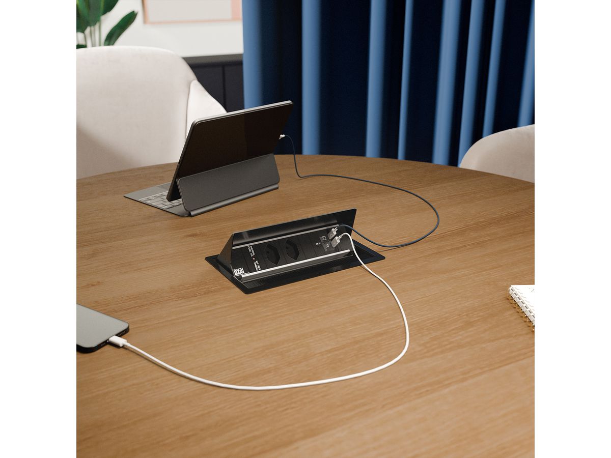 BACHMANN CONI S 2xCH 0° 1xUSB C/C 45W, L=0,2m