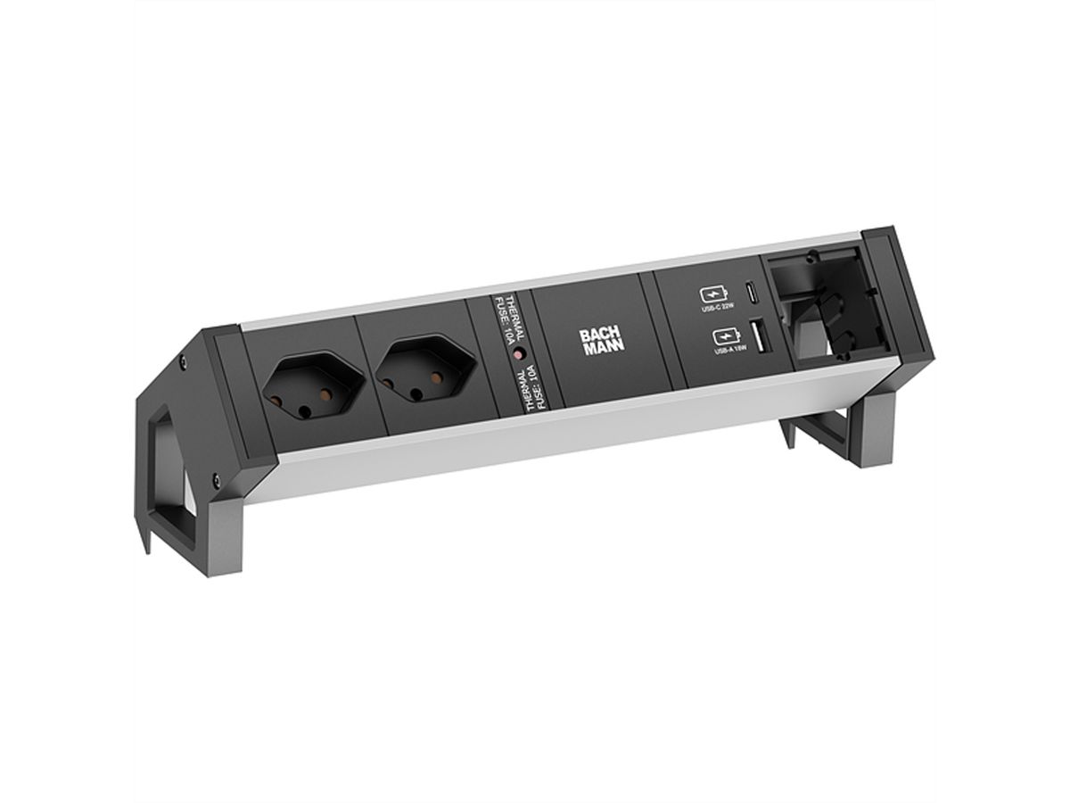 BACHMANN DESK2 ALU BLACK 2xCH T13 1xCM, SUISSE
