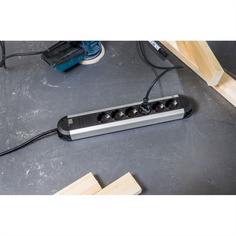 BACHMANN PRIMO Bâti de prises 6x contact de protection, aluminium, 1,75 m