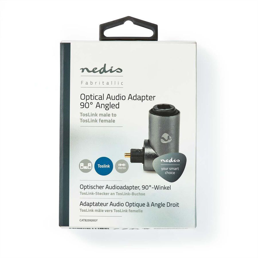 Nedis Toslink Winkel Adapter, 90° abgewinkelt, ST/BU, grau