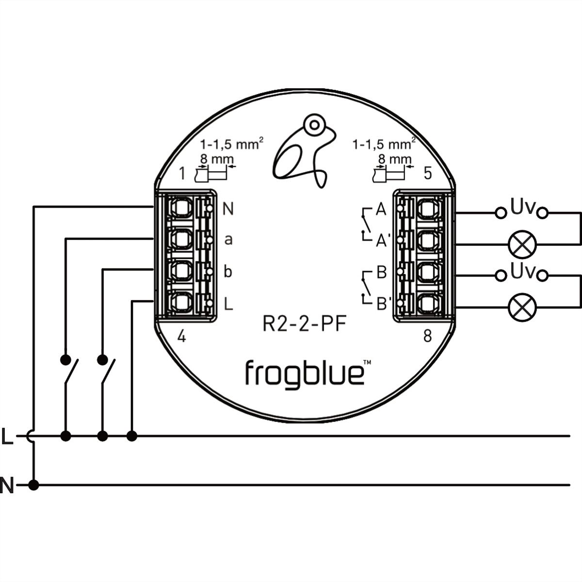 frogblue, frogRelay2-2-PF, interrupteur de relais à 2 canaux