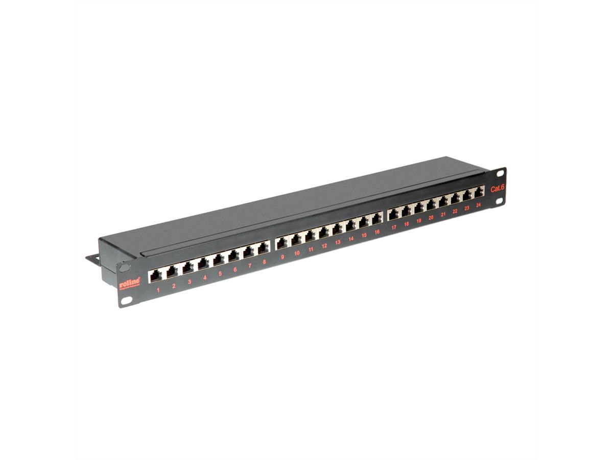 ROLINE Cat.6 (Class E) 19-Zoll-Patchpanel, 24P, geschirmt, schwarz