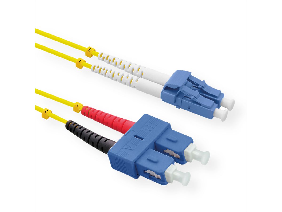 ROLINE LWL-Kabel Duplex, Single Mode 9/125µm OS2, LC/SC, LSOH, gelb, 3 m