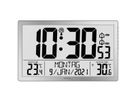 Horloge murale numérique Technoline WS 8113, radio, température intérieure/extérieure, noire, capteur extérieur inclus, argent