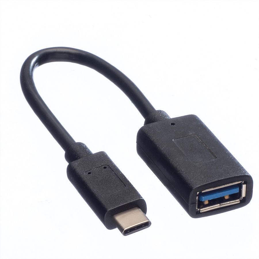 VALUE Câble USB 3.2 Gen 1, Type C - A, M/F, OTG, noir, 0,15 m