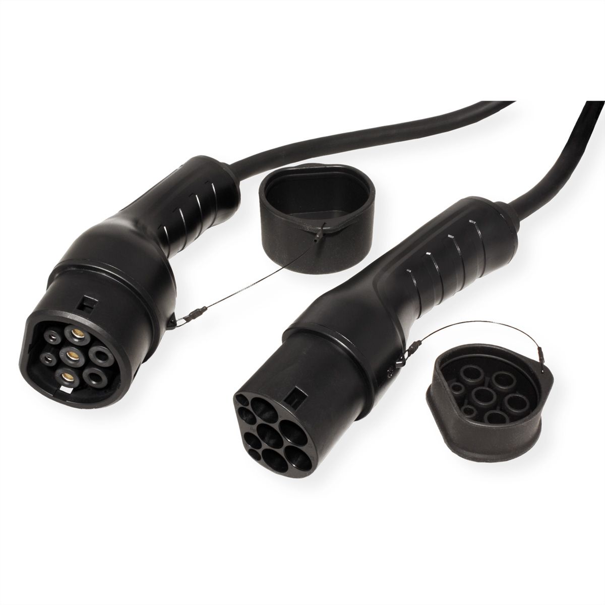 ROLINE E-Auto Spiral-Ladekabel Typ2, 1-phasig, 250VAC (1P+N+E), 32 A, 7,4 kW, max. 3m