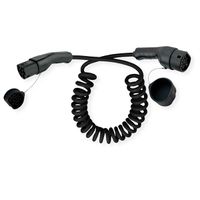 ROLINE Câble de recharge VE type2, 3-Phases, 480VAC (3P+N+E), 16 A, 11 kW, spirale (max. 2m)
