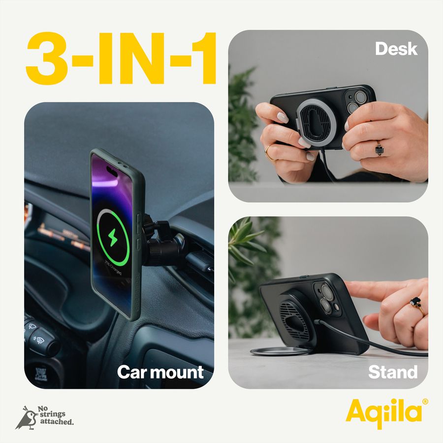 Aqiila Magnetladegerät Qi2, Kabellos, mit KFZ Halterung, 15W